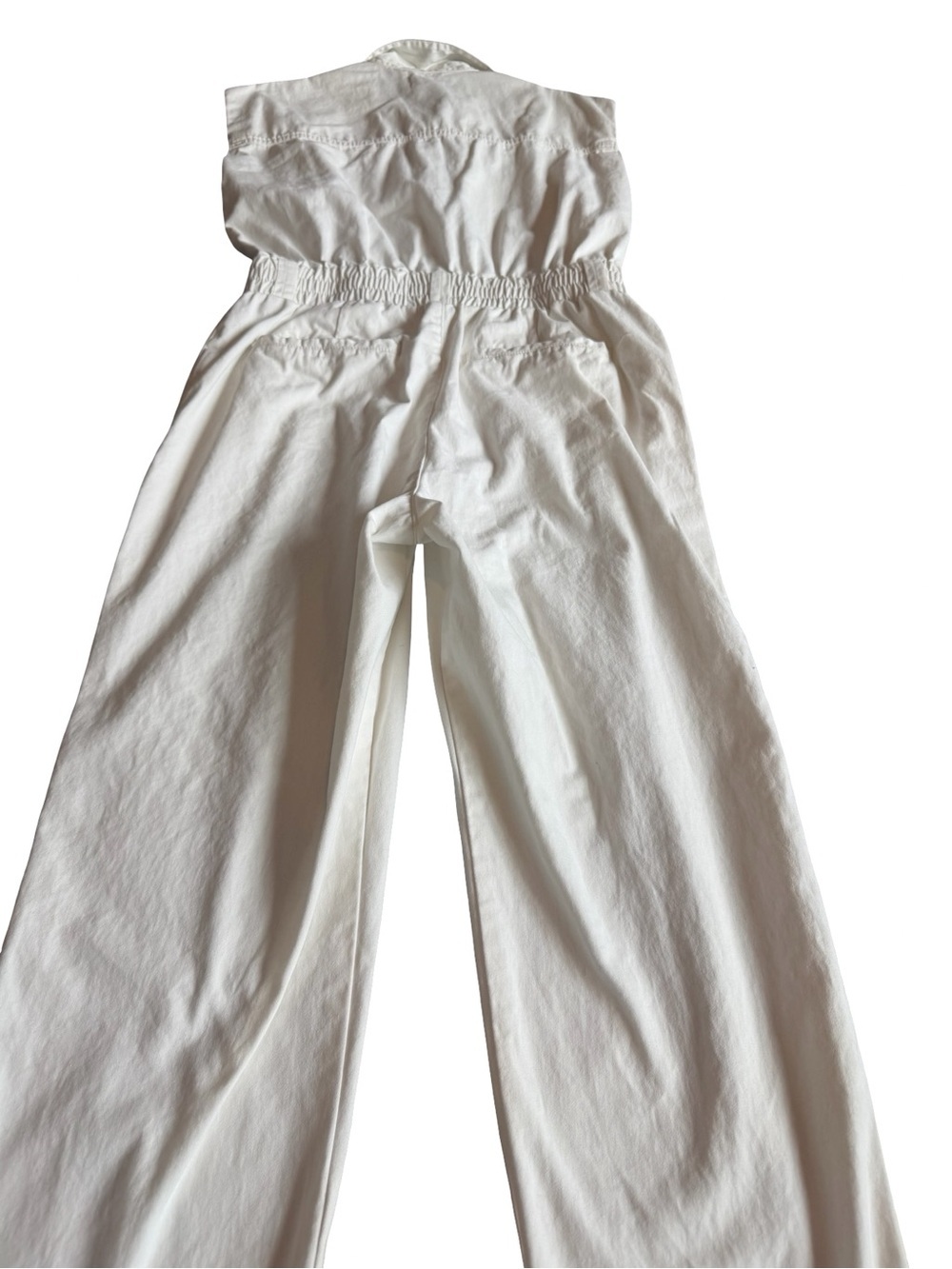 Pistola Rosie White Jumpsuit Cinched Waist Denim Straight Leg Size Medium - Picture 13 of 15